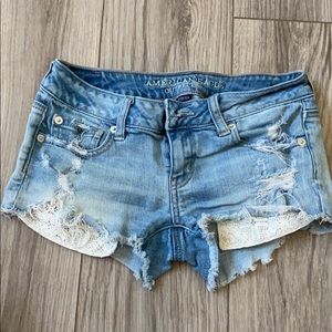 American Eagle Distressed Lace Pocket Shorts